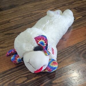 Plush White Lamb with Tie-Dye Accents